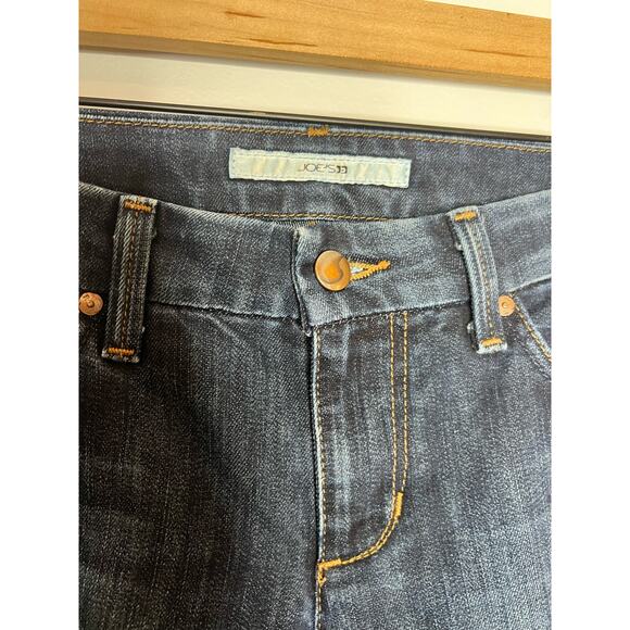 Joe's Jeans Rocker Fit- Flare Leg Low rise size 27 Dark Wash Raw Hem - Picture 5 of 9